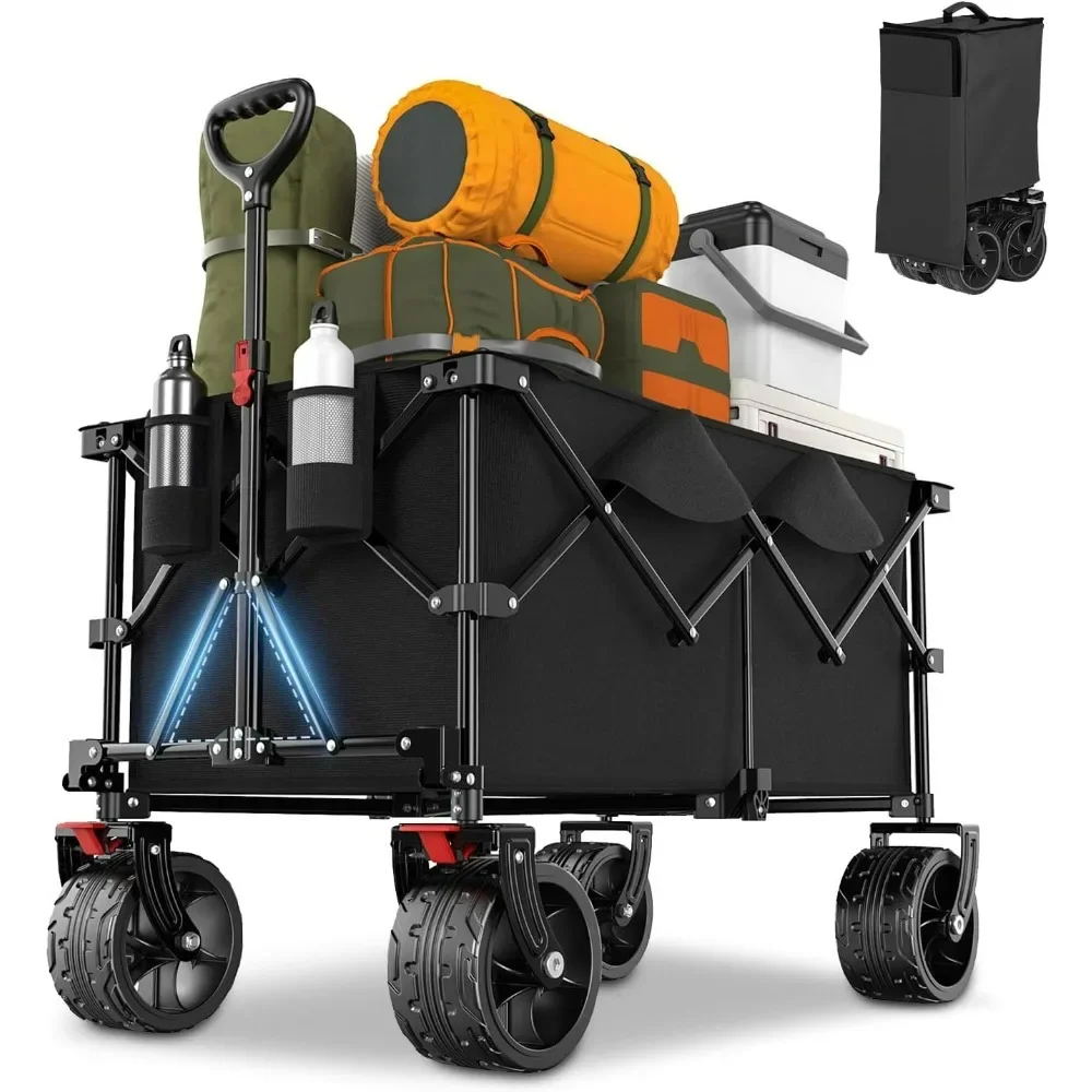 עגלות גן, עגלה מתקפל, כבד שירות קיפול גינה כבד עם גלגלים גדול כל שטח החוף & מחזיקי משקה