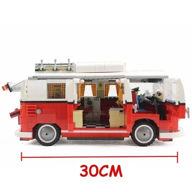 Klassieke Technische T1Red Camper Van 10220 Model Bus Bouwstenen Bricks Diy Sets Kinderen Speelgoed Volwassenen Gift Kerst speelgoed