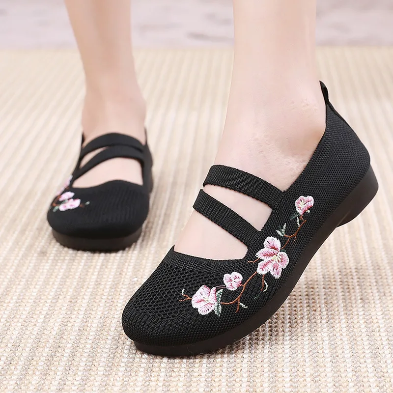 

2023 Summer New Breathable Flat Shoes Light Ladies Sneaker Casual Footwear Comfortable Mom Mary Jane Shoes Female Ballet Flats