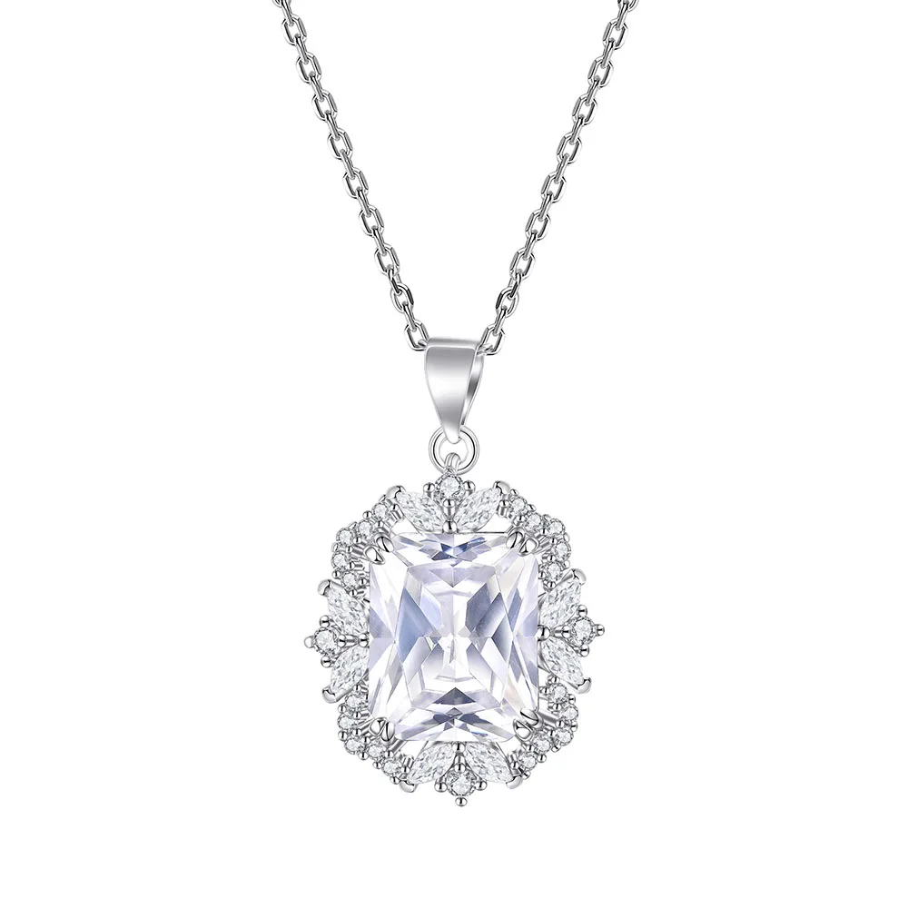 Apexelle Brand Luxury Jewelry 925 Sterling Silver Necklaces For Women 4CT Zircon Pendant Necklace Premium Jewelry