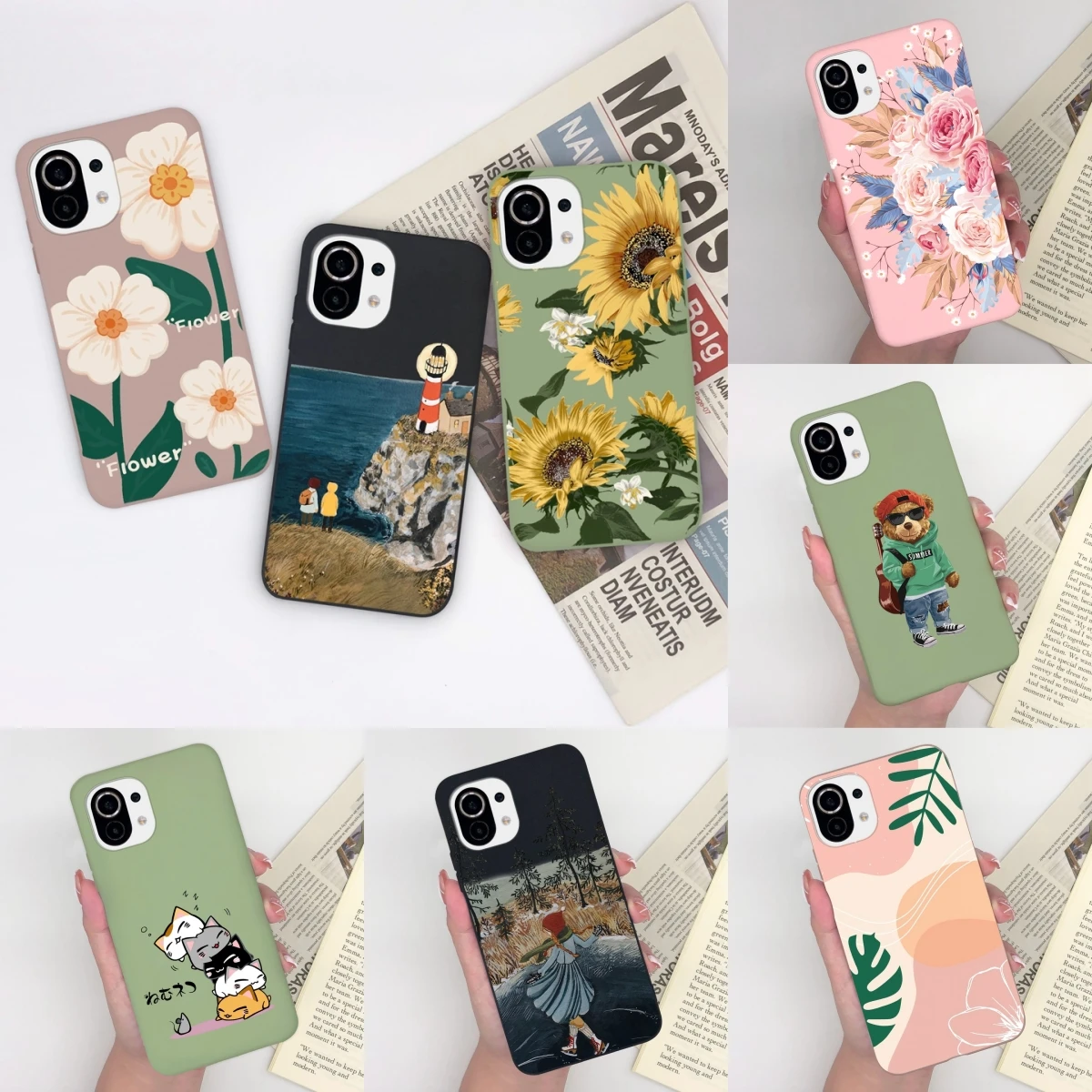 

Чехлы для Xiaomi Mi 11 Lite 11Lite 5G NE, матовый прочный чехол с подсолнухом и цветком маяка для Xiaomi 11 Lite 11Lite NE Funda