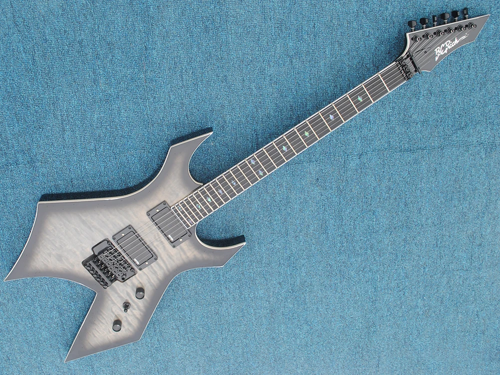 In stock B.O.C.RICH gray Flame Maple Top shaped electric guitar, active pickup, need more pictures Contact seller, in stock,