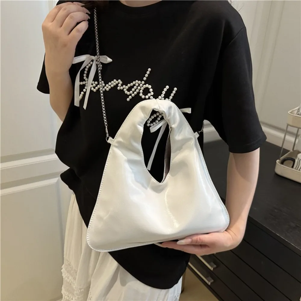 

Simple Solid Color PU Leather Shoulder Bag Versatile Chain Cross Body Bag Casual Leisure Women's Handbag Female