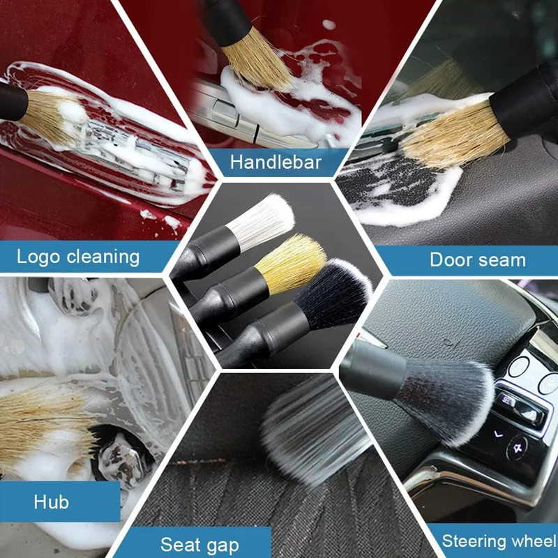 4/5-teiliges Detailbürsten-Set für die Reinigung von Fahrzeuginnenräumen, Fugenbürsten, ultra-weiche Reinigungsbürste für Autos, Werkzeug für die Fahrzeugpflege und Autowäsche – Detail 8