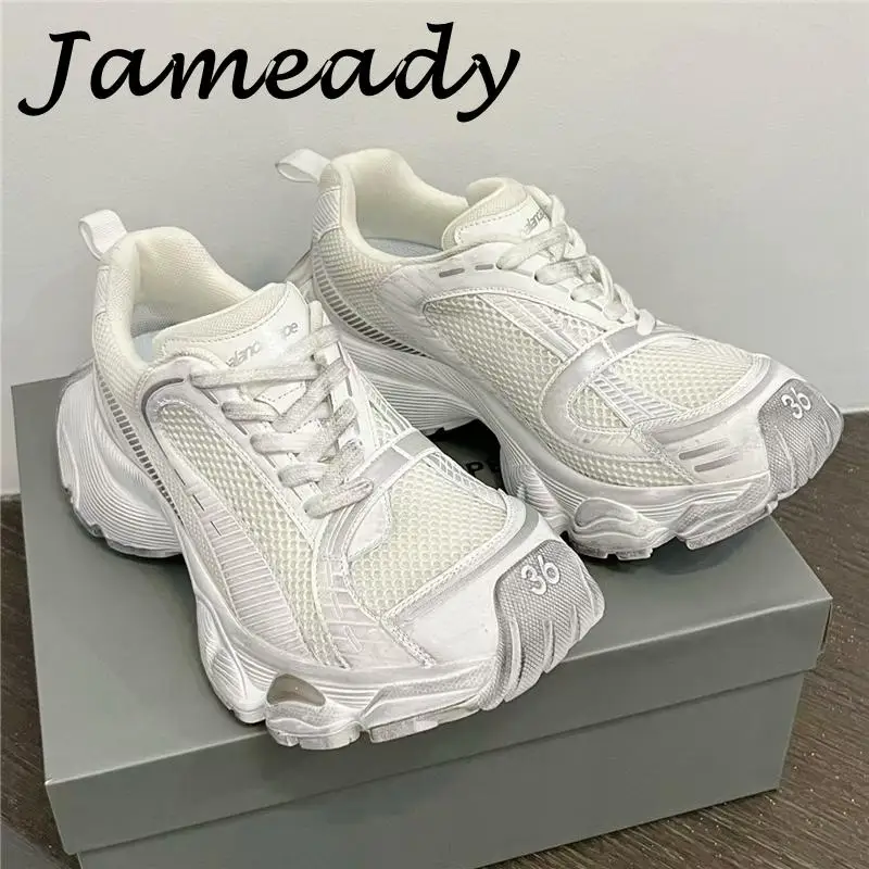 Luxury Designer Unisex Shoes Chunky Heel Platform Fashion Runway Sport Shoes Breathable Increasing Casual Trainers Male Hot New