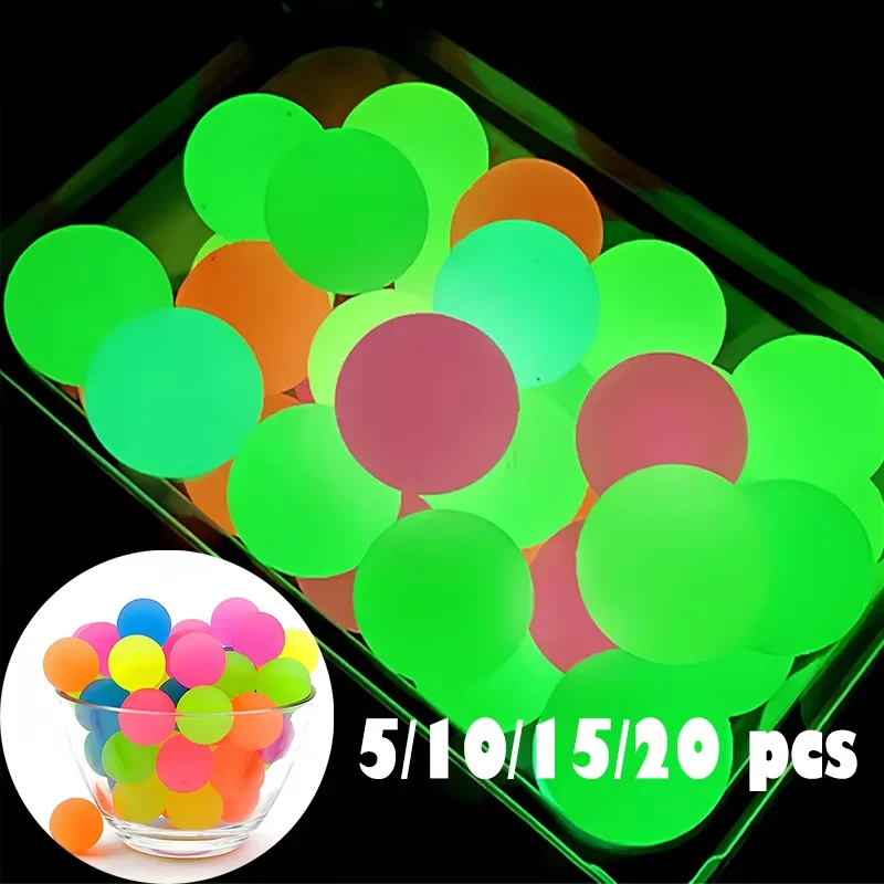 5-20 peças de Bolas Saltitantes que Brilham no Escuro, Brinquedos de Borracha para Alívio do Estresse, Lembrancinhas de Aniversário para Crianças, Presentes de Dia dos Namorados, Prêmios para Sala de Aula