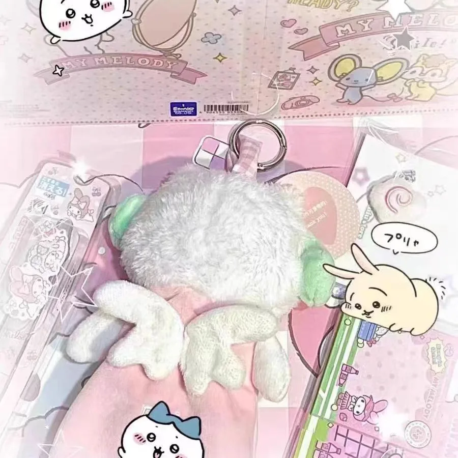 Sanrio Hello Kitty Cute Plush Headset Kt Cat Plush Doll Pencil Case Kawaii Fluffy Periphery Adorkable Student Stationery Gifts