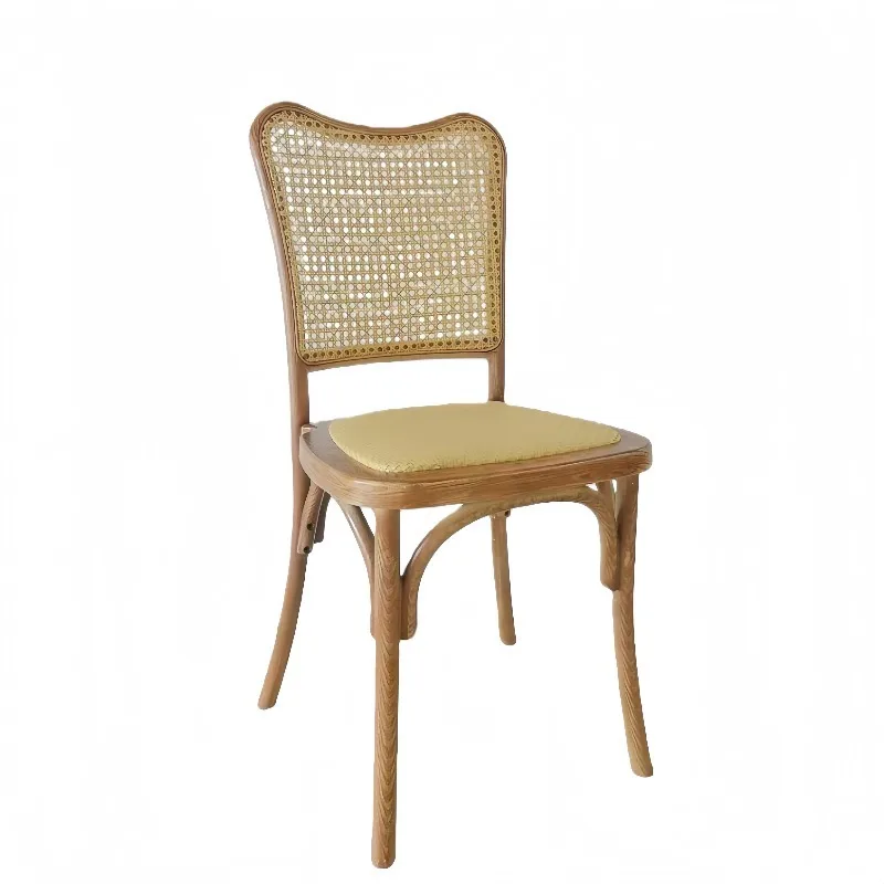 Sinofur Stackable Solid Wood Farmhouse Avigon Nuage Chair with Cane Back for Living Room Apartment Use