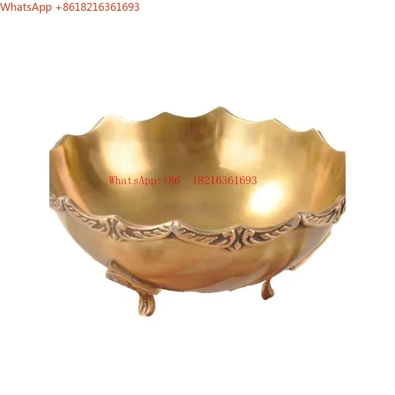 Imported Handmade American Retro Simple Brass Small Fruit Bowl Desktop Storage Dried Fruit Plate Creative Light Luxury Ornament