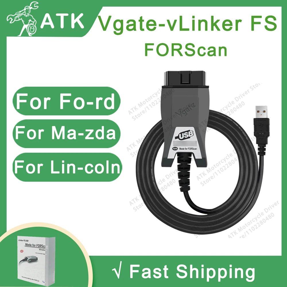 Diagnostic Tools Vgate-vLinker FS FORScan For Fo-rd Maz-da Lin-coln Mer-cury Emergency brake flashing lights Automatically lock