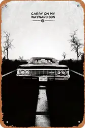 Supernatural Horror TV Movie Poster Black White Vintage Tin Sign for Cafe Bar Man Cave Garage Home Wall Art Decor Retro Metal Si