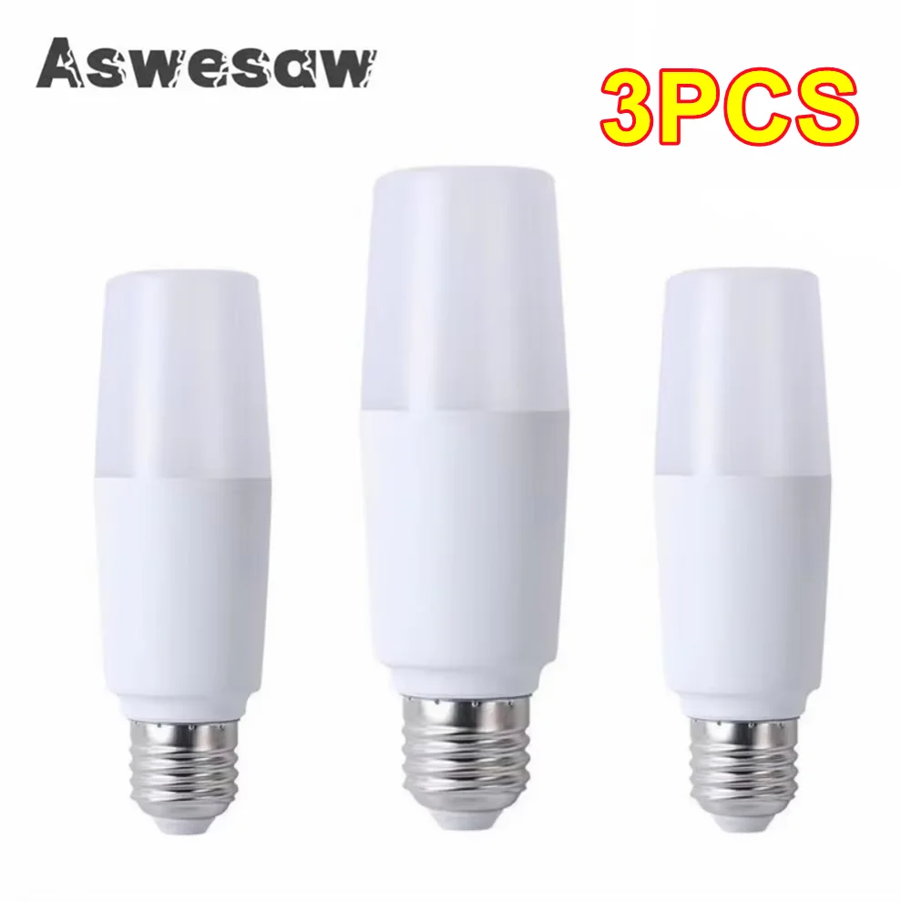 

3 E27 Light Bulb White Light Eye Protection No Strobe 20W LED Cylindrical Corn Bulb AC 220V LED Lamp Home Decoration Chandelier