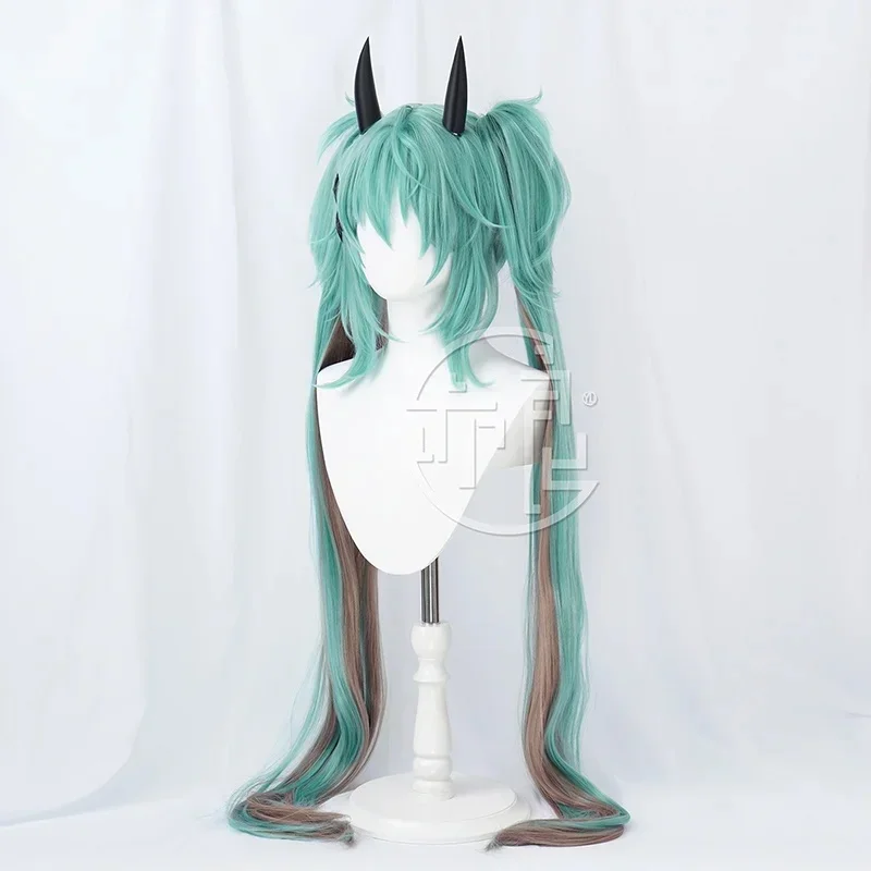 4;f'5,v\6.b/NewLittle Raccoon 2023 Rascal 100cm Long Two Pigtail Cosplay Wig with Horns Headwd;6'v\7.b'j/