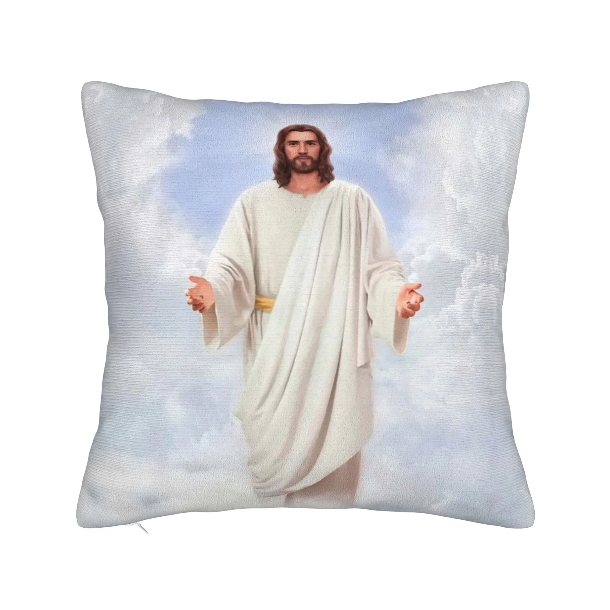 Christian Square Pillow Case Jesus Christ God Bless Cushion Cover Novelty Zipper Decor Throw Pillow Case Cover for Sofa 40x40cm