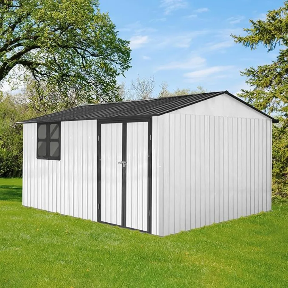 

Очень большие Сараи 10 футов x 12 футов, наружные Сараи с окном, крошечный дом, Металлический Сарай, садовые здания, белый + черный