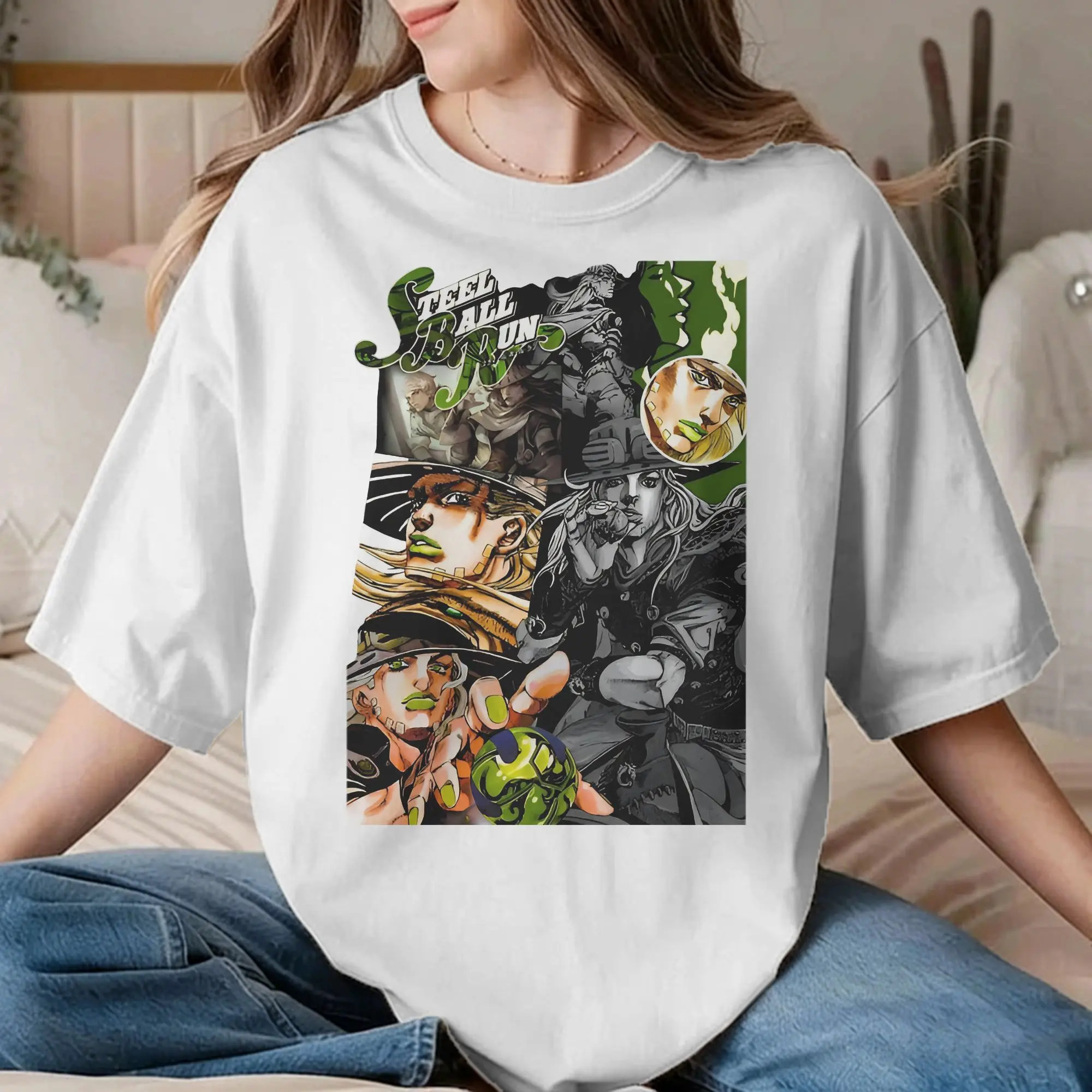 Gyro Zeppeli T Shirt for Men Women Pure Cotton Fashion for Male T-Shirt Crewneck JoJos Anime  Tees Short Sleeve Clothes Graphic