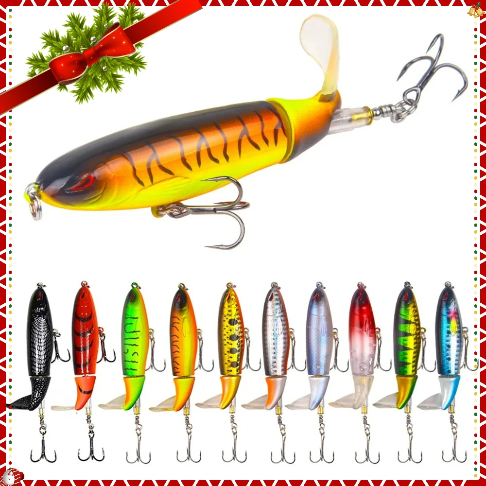 

10cm/14cm Topwater Fishing Lure Whopper Popper Artificial Bait Hard Plopper Soft Rotating Tail Fishing Tackle Fishing Bait