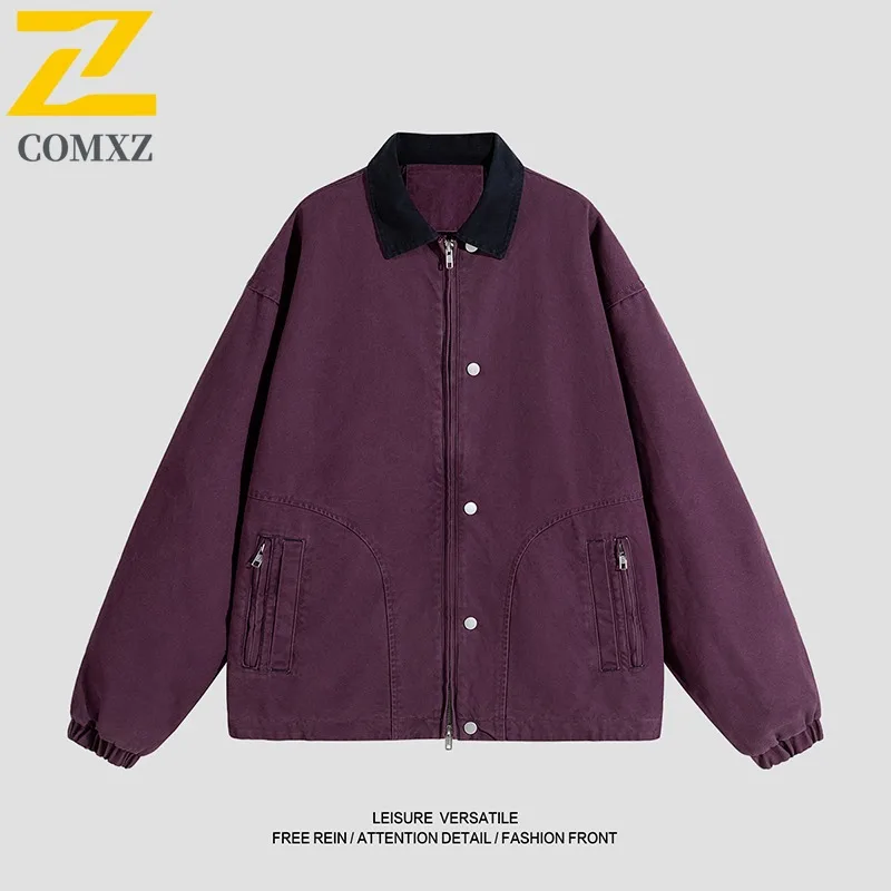 COMXZ الوقوف طوق قسط سترة الرجال في الهواء الطلق ركوب الدراجات الخفيفة معطف دراجة نارية الاستخدام اليومي مريح طويل الأمد الخريف ملابس جديدة #4