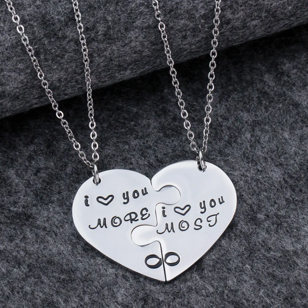 

1Pair Splice Necklace Heart Design Neck Chain Elegant Couple Jewelry Wedding Engagement Neck Chain Splice Necklace