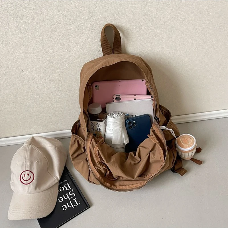 Sac à dos décontracté femmes grande capacité mode Junior lycée étudiant pli cartable sac en tissu coréen voyage sac à dos