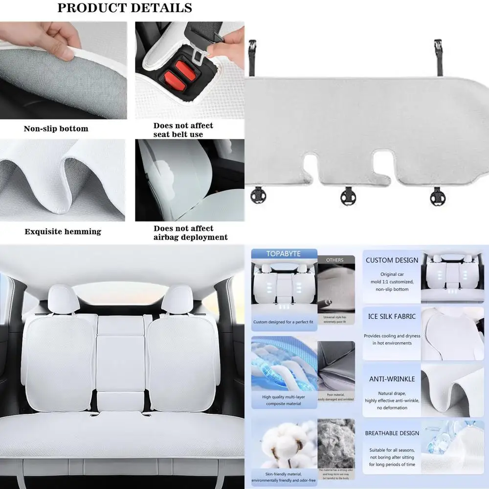 

Rear Car Seat Covers for Tesla Model Y Juniper 2025 2020-2024 Breathable Interior Seat Cushion Protector All Season Protection (