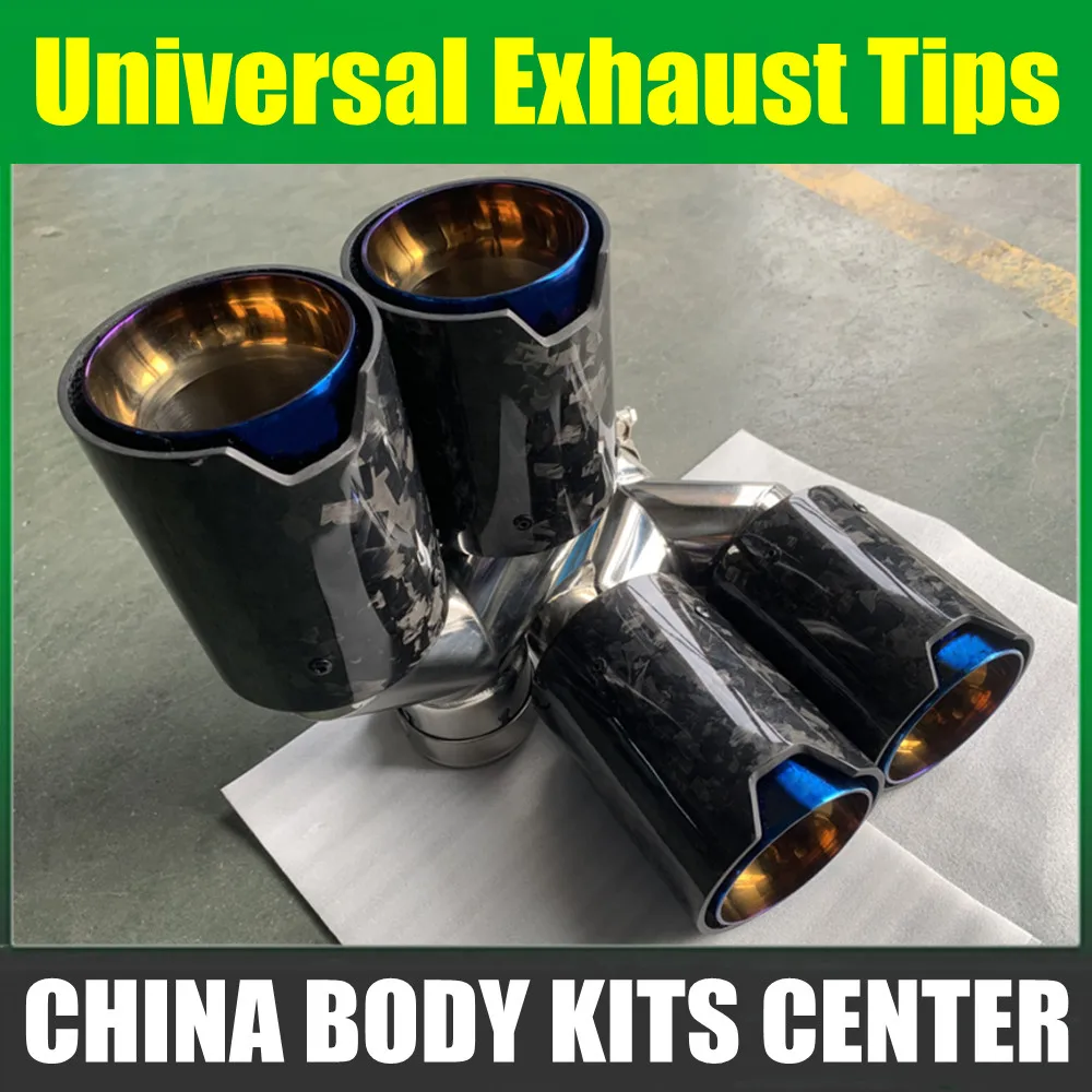 

Dual Forged Carbon Fiber Blue Stainless Steel Universal M performance Carbon Fiber Exhaust Tips End Pipes Muffler tips