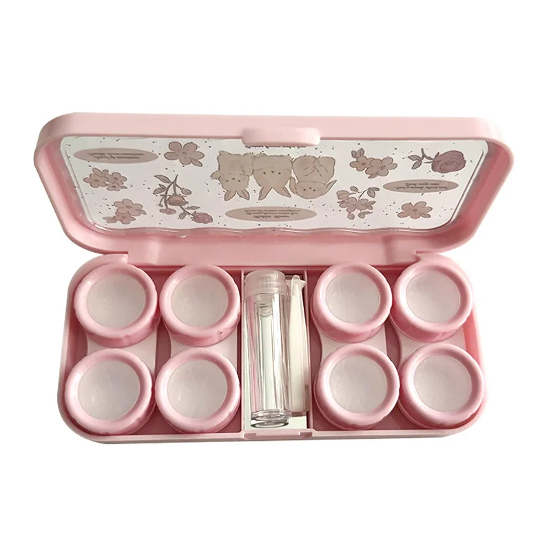 

Kawaii Rabbit Contact Lens Case 4 Pairs Storage Box With Mirror Tweezer Suction Stick Portable Eye Care Container For Girl Women
