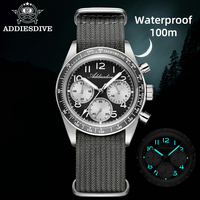 ADDIESDVIE AD2517 Men Chronograph Watch VK63 Nylon Strap 10Bar Waterproof BGW9 Super Luminous 316L Stainless Steel Quartz Watch