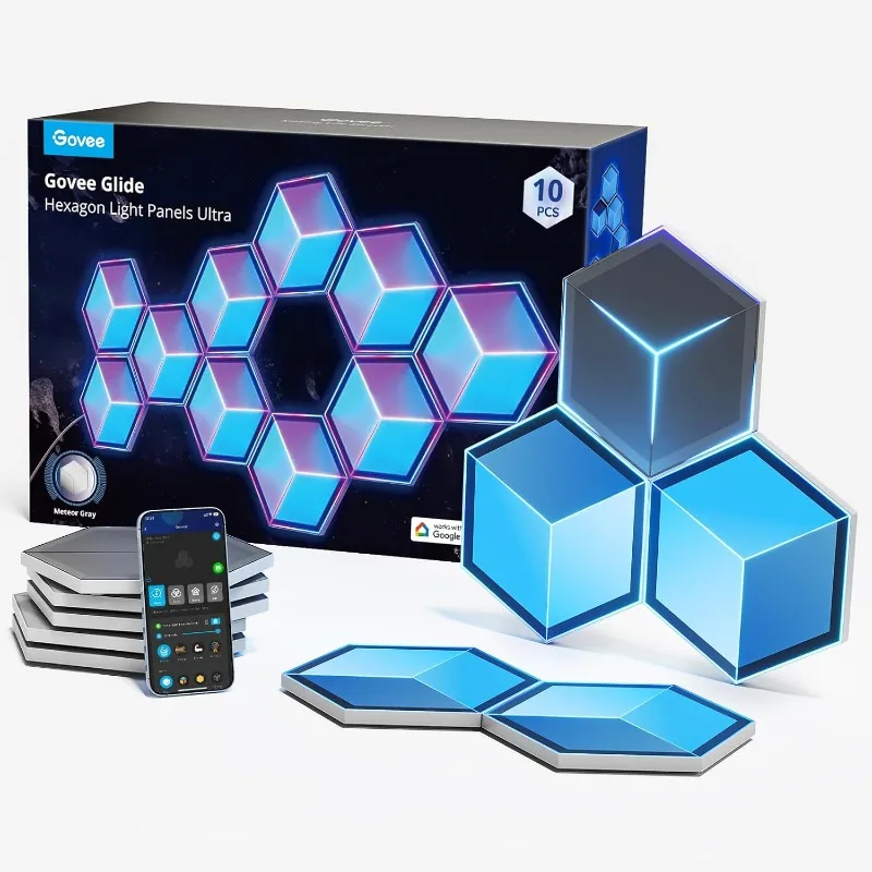 Glide Hexagonal Light Panel Ultra, 3D Wall Light DIY Program, RGBIC LED Game Light Wall