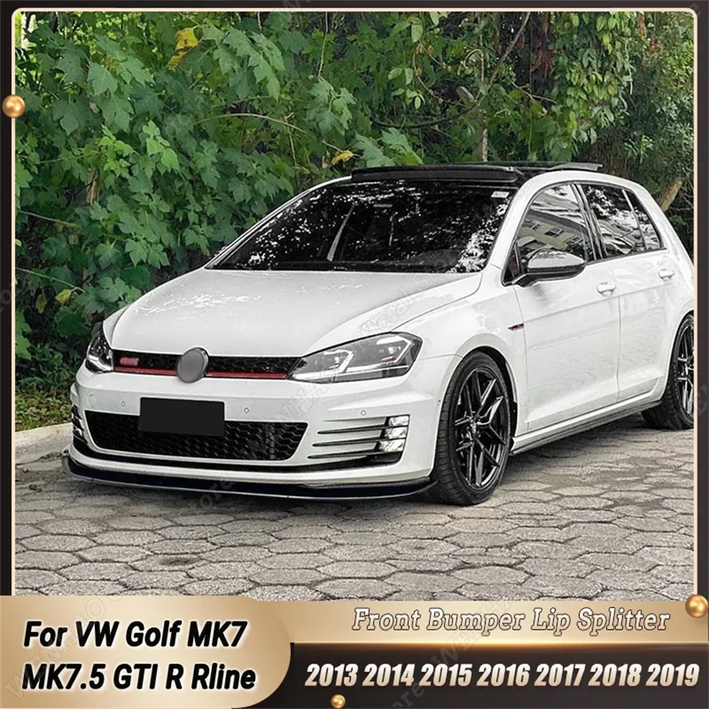 Car Front Bumper Lip Splitter Diffuser Gloss Black/Carbon Look ABS Body Kit Tuning For VW Golf MK7 MK7.5 GTI R Rline 2013-2019