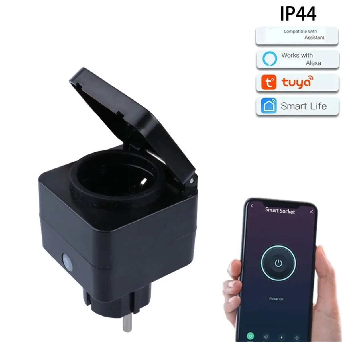 Appliance Parts WIFI Smart Power Metering Socket Tuya WiFi Smart EU Plug 16A IP44 Waterproof Power Electricity Monitor