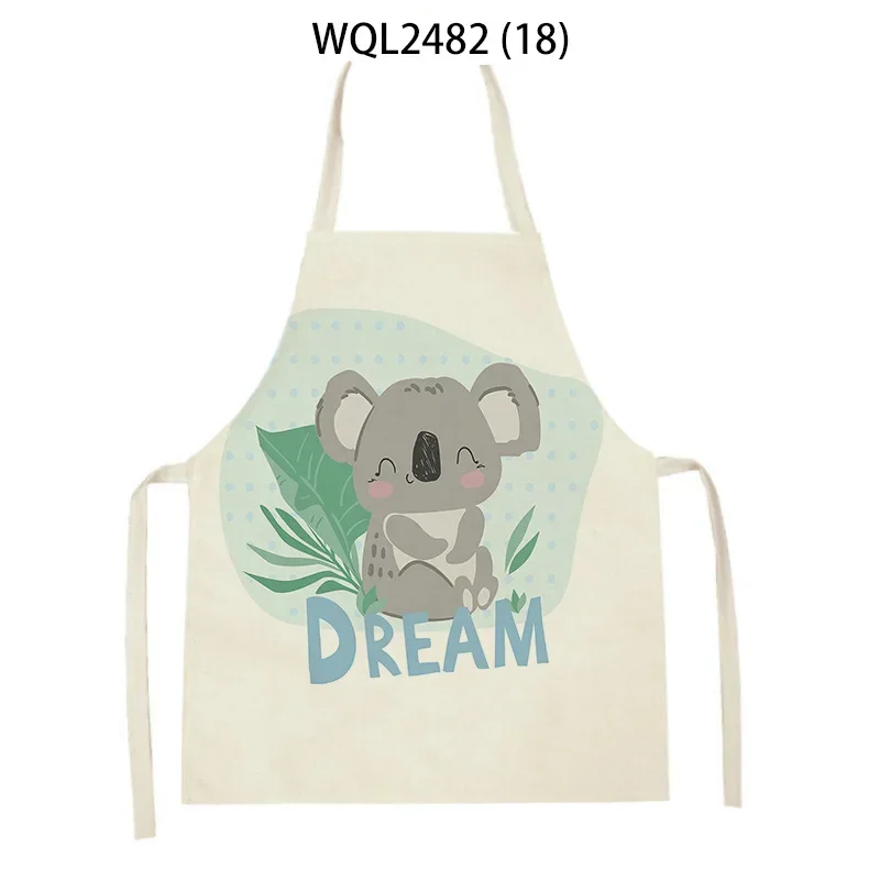 

Симпатичный фартук Koala с мультяшными животными, льняной, без рукавов, на шнуровке, для дома, кухни, пятна выпечки и маслостойкий чехол для взрослых и детей