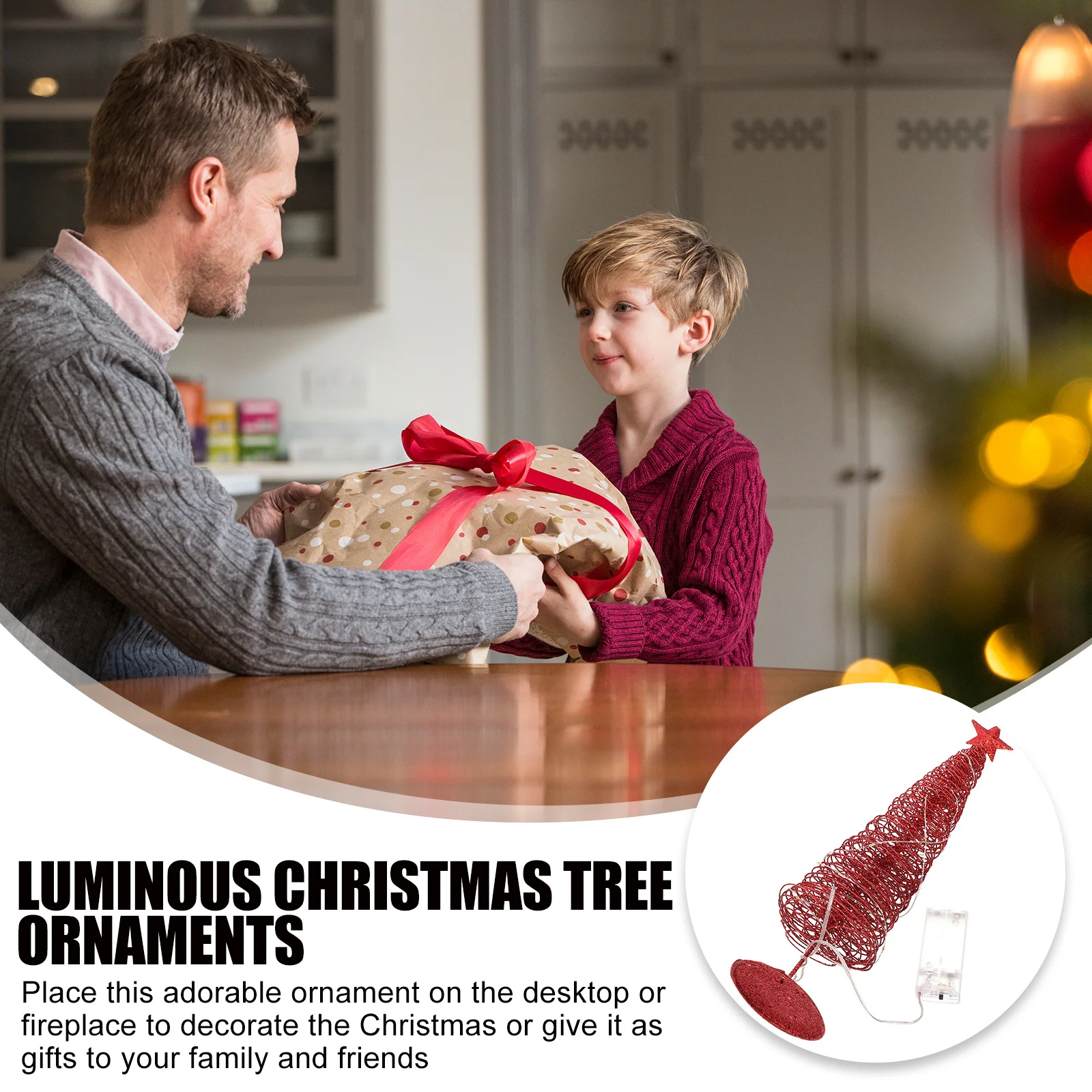 

Metal Winding Christmas Tree Ornament Luminous Glowing Festival Desktop Decor Decorate