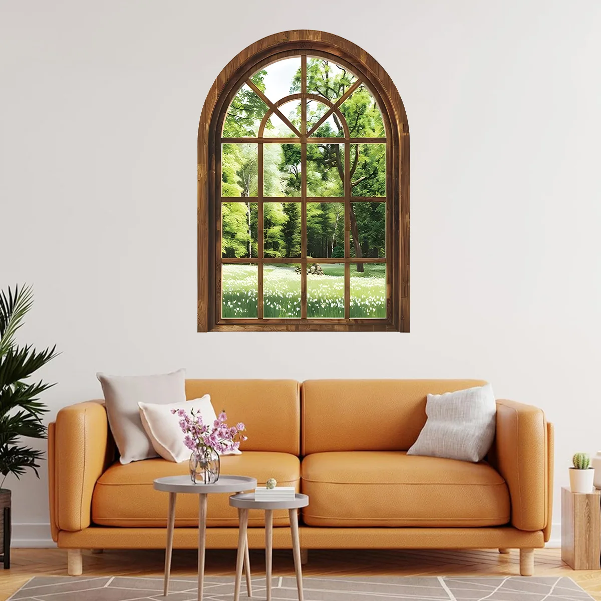 3D Forest Landscape Fake Window Vinyl Wall Sticker Removable Prints Wallpaper Peel and Stick for Bedroom Living Room Home Decor