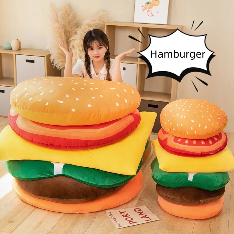 45/90CM Hamburger Composition Plush Rug Floor Mat Cushion Pillow Cushion