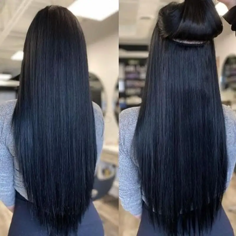 Mechones de pelo liso brasileño, extensiones de cabello humano 100% ondulado, color perla negra, virgen, 1/3 piezas