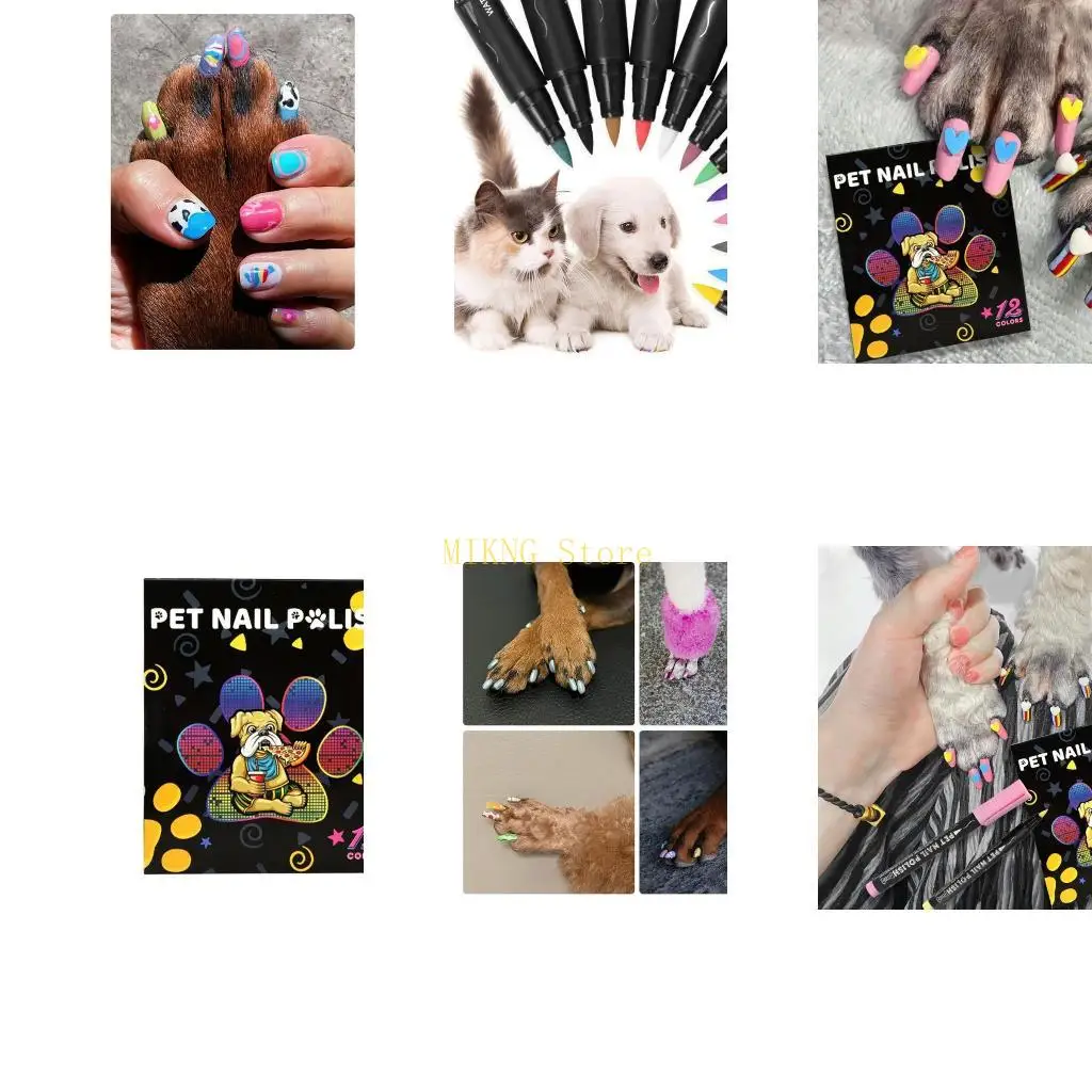 12Pcs Pet Art Pen Set, 12 Color Dog Polish Pen Pet Drawing Painting Brush Pen Fast Drying Easy to Remove best sale
