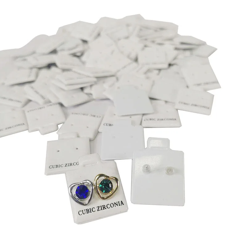 100Pcs Earring White Puff Card Jewelry Case Plastics Display Pads Earring Display Tool for Jewelry Store Mini Size