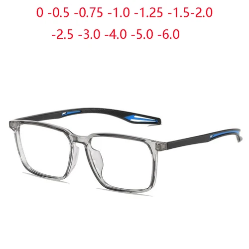 Imagen 1 del producto Urltra-Light Sport gafas cuadradas con bloqueo de luz azul para miopía para hombres TR90 gafas graduadas para estudiantes-0,5-0,75 a-6,0