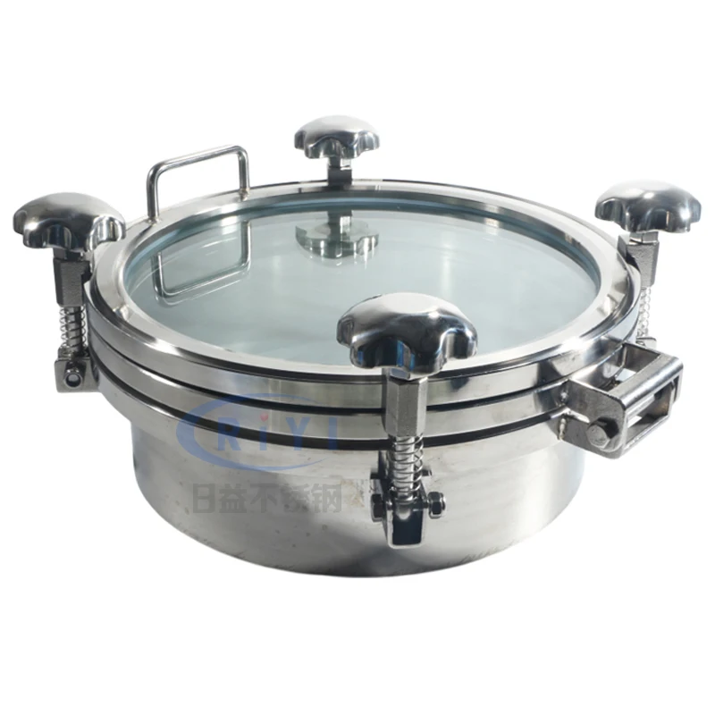 

304 Sanitary Grade Large Glass Pressure Manhole Stainless Steel Flange Sight Glass Window Visual Hand Hole Winemaking