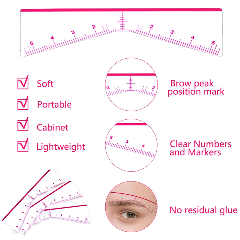 Disposable 20/25pcs Eyebrow Ruler Sticker Self-adhesive Eyebrow Tattoo Position Guide Permanent Makeup Mapping Stencils Tool