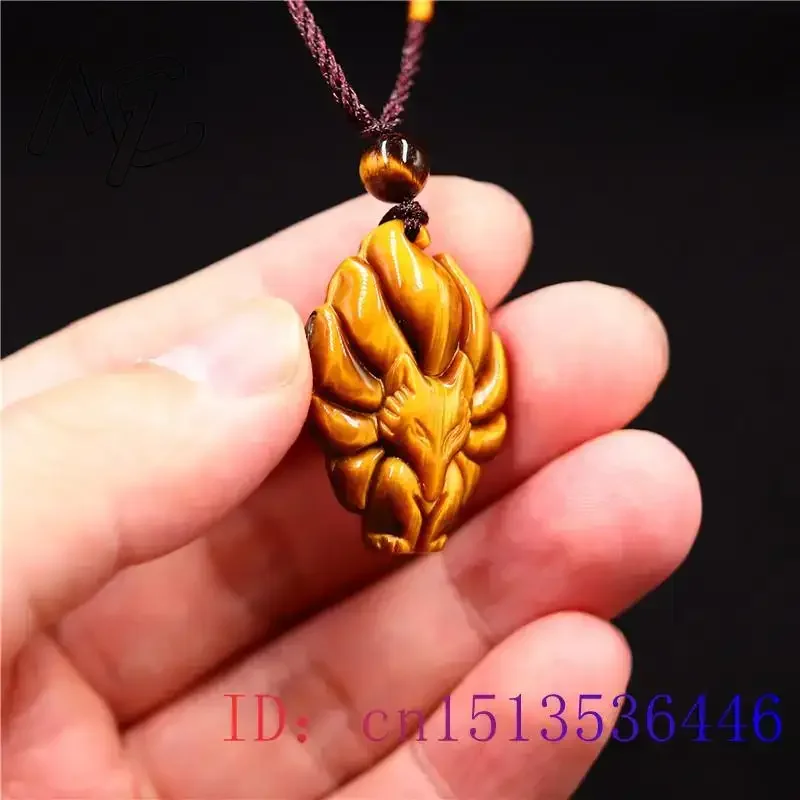 الطبيعية عين النمر تسعة الذيل الثعلب قلادة مجوهرات تميمة الهدايا الأحجار الكريمة منحوتة سحر قلادة الأزياء الصينية اليشم الجاديت