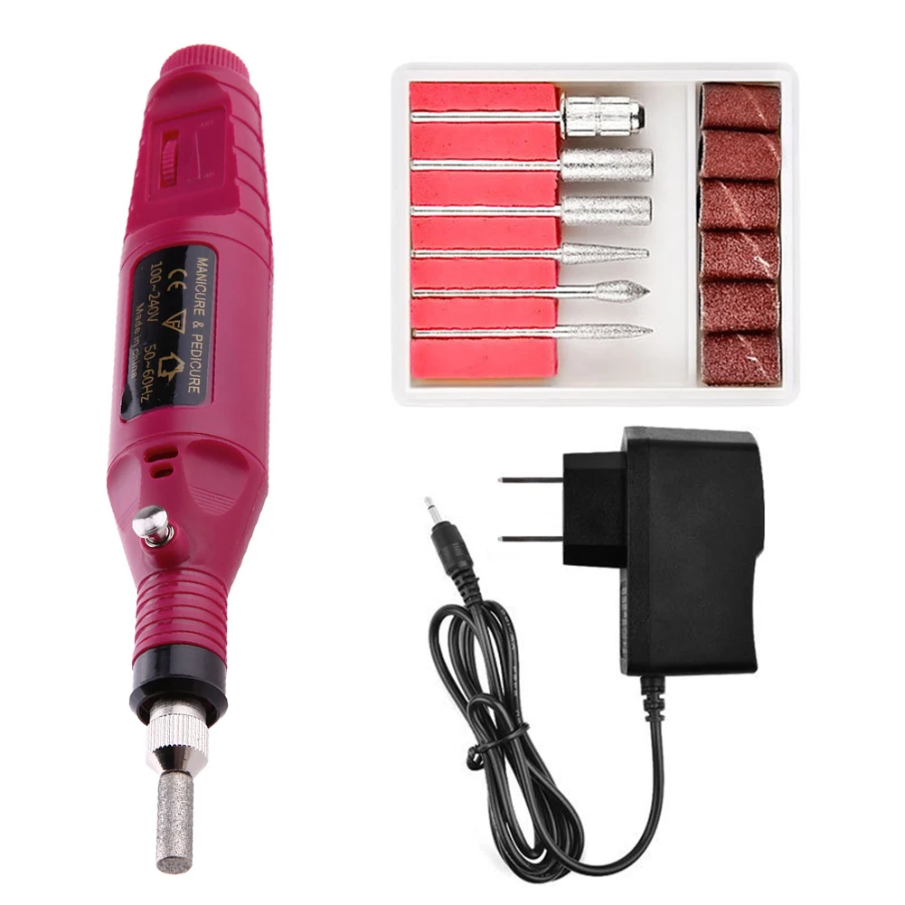 Electrical Professional Nail File with 6 Nail Drill Bits Manicure Pedicure Polishing Tool Lightweight for Home Salon Use