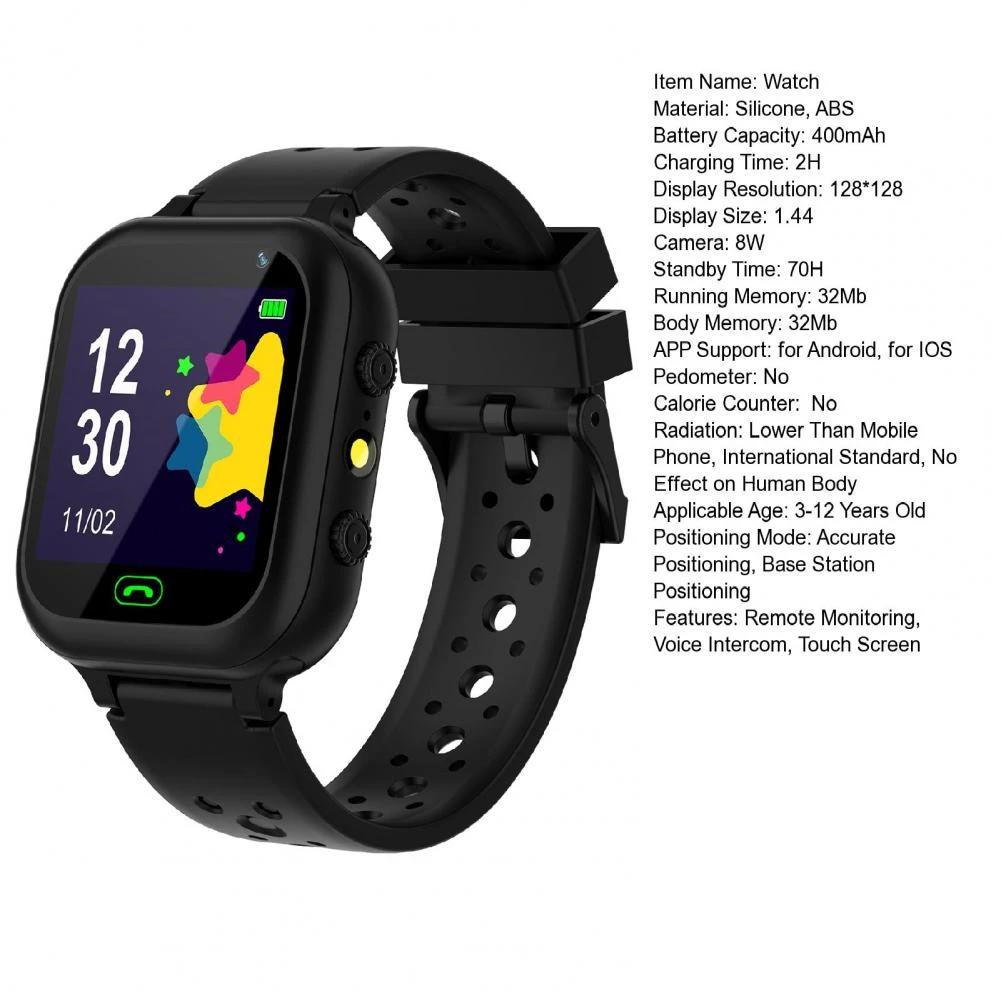 أطفال SmartWatch 2G Talk الهاتف مقاوم للماء النشاط المقتفي مشغل موسيقى SOS مكالمة الطوارئ تتبع الموقع إنذار الساعات الذكية