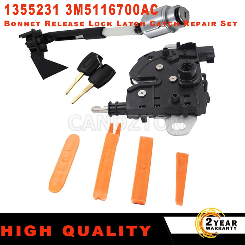 

3M5116700AC 1355231 Bonnet Hood Release Lock Assembled Repair Kit And Lock Latch Catch Block For Ford Focus MK2 2004-2012