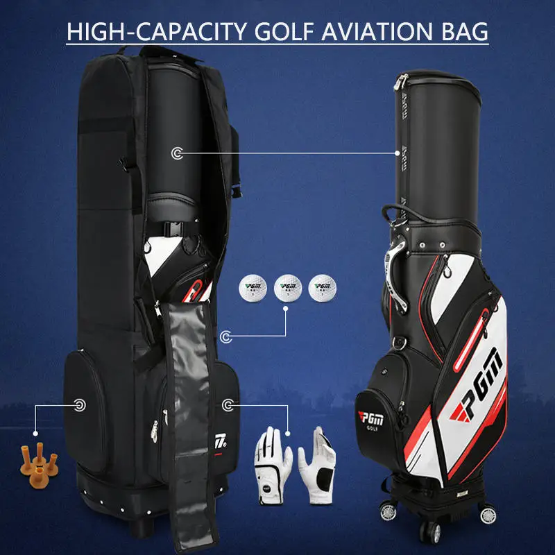 PGM-bolsa de aire de golf para hombres y mujeres, paquete de avión a cuadros grueso viene con poleas de almacenamiento plegables, plegables