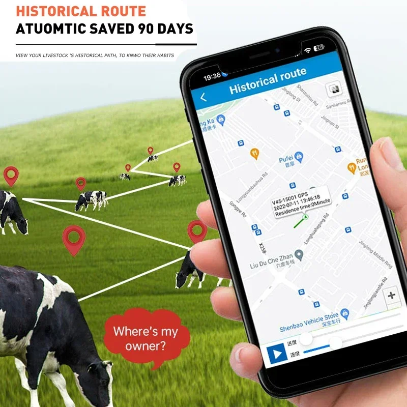 4G GPS Tracker Sheep Cow Cattle Horse GPS Tracking Device Geo-fences Waterproof Locator App Alerts 20000mAh Long Standby Time