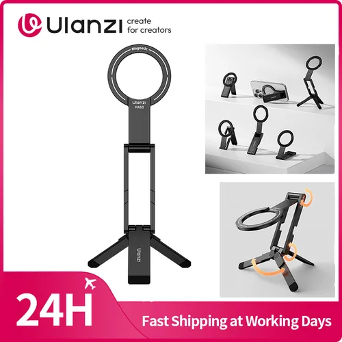 ​ Ulanzi MA60 trípode magnético plegable para teléfono soporte de teléfono Selfie de mano para iPhone 16 15 14 13 Android con anillo magnético