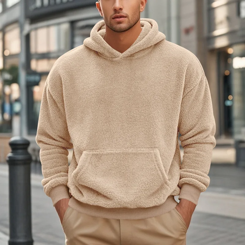 

Мужские зимние флисовые толстовки с круглым вырезом, мягкие однотонные повседневные базовые теплые винтажные свитшоты для мужчин