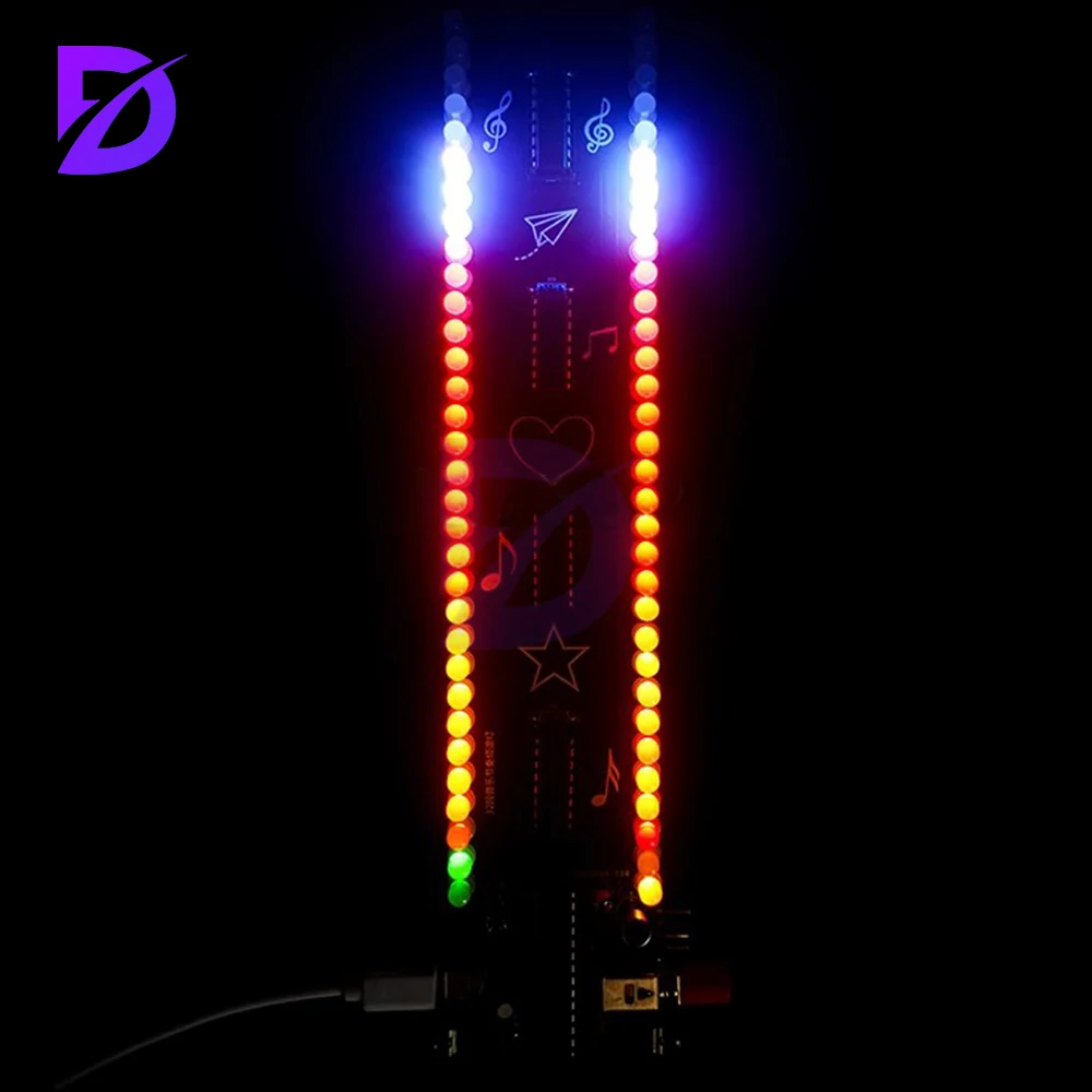 تيار مستمر 5 فولت 32 قطعة طيف الموسيقى إيقاع ضوء الصوت المنشط LED الإلكترونية لتقوم بها بنفسك مجموعة ممارسة اللحام واجهة USB المصغّر #1